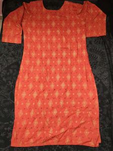 Women's New rust Printed Straight Kurti with Tags