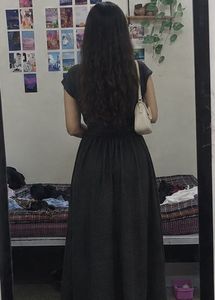 Chic Black Button-Front Midi Dress