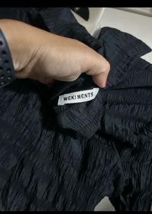 Textured Black Cropped Shirt