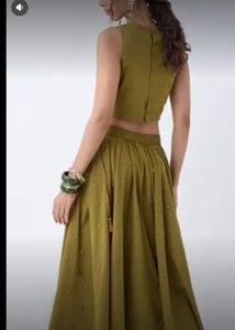 Utsa mirror worked olive green blouse