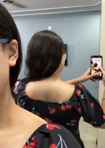 Cute Cherry Print Black Dress