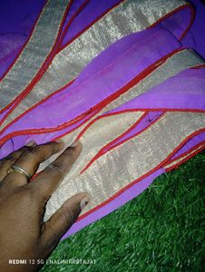 Beautiful Purple saree with Golden Border