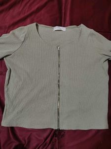 Ribbed Zip-Up Top