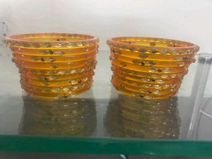 Orange Glass Bangles with Embellishments rajputi d