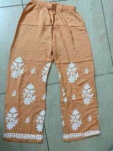 Elegant Peach Kurta with White Embroider