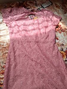 Elegant Pink Lace Mini Dress
