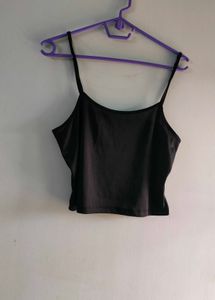 Sheer Black Script Crop Top