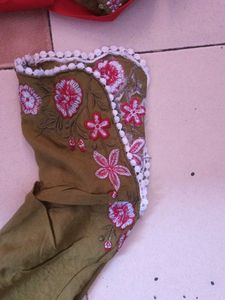 Olive Green Embroidered Kurta Set