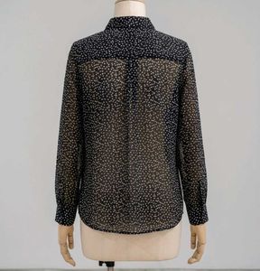 Chic Black &amp; White Dotted Sheer Blouse