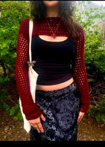 Crochet Shrug - Burgundy