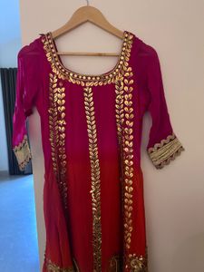 Stunning Pink Kurta Set with Gold Embellishments