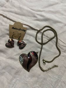 Heart Pendant Necklace & Earring Set