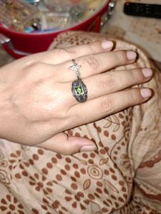 Unique Vintage Green Stone Ring