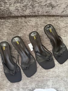 ZARA Square Toe Thong Heels
