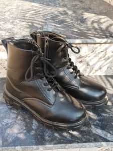 Black Lace-Up Combat Boots