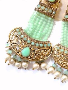 Stunning Mint Green Beaded Earrings
