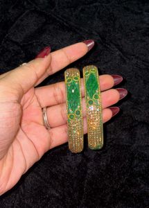 Exquisite Emerald & Gold Bangles