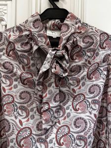 Paisley Print Tie-Neck Blouse