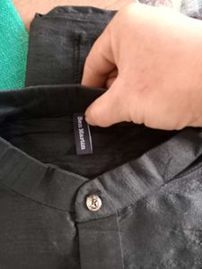 Ben Martin Black Mandarin Collar Shirt