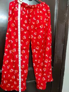 Red Floral Print Palazzos New without tag ✨