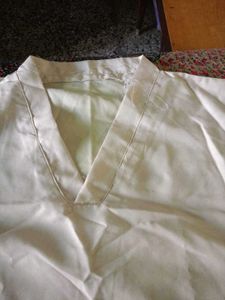 White Kurta with Green Print