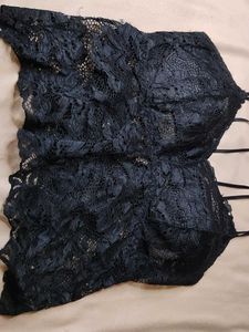 Elegant Black Lace Bralette Padded Top