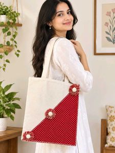 Tote Bag with Floral Accents