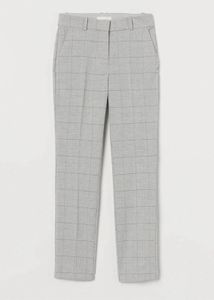 Grey Plaid Straight Leg Pants