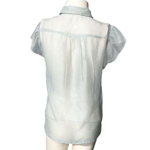 Sheer Textured Button-Up Top