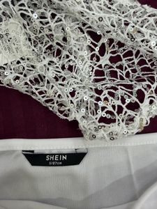 Shein White Lace Overlay Crop Top