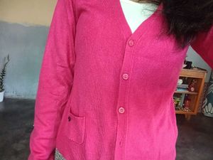 Pink V-Neck Cardigan