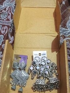 Silver Jhumka Earring Set