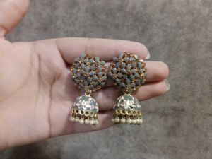 Beautiful Grey Jhumka Earrings