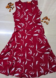 Red &amp; White Print Sundress