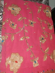 Pink Stone Work Saree