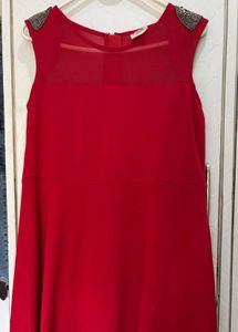 Chic Red Sequin Shoulder Dress