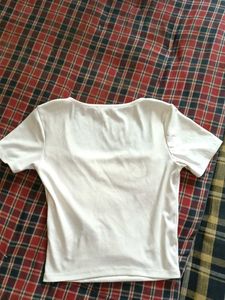 Cream Square Neck Ribbed Crop Top