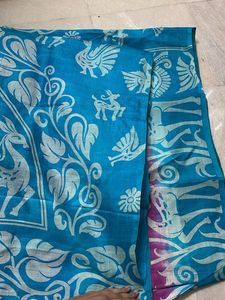 Blue &amp; Light Purple  Silk blend Saree
