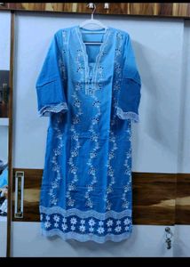 Blue Ombre Embroidered Kurta Set