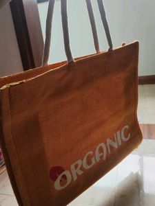 Yellow "Organic" Jute Tote Bag