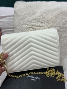 Ysl White Chevron Chain Bag