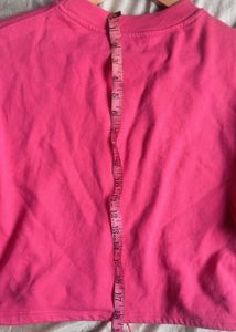 Hot Pink drawcord hem Cropped T-Shirt
