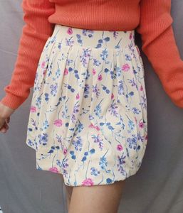 Yellow floral skirt with elastic