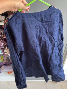 Embroidered Navy Blouse - XL