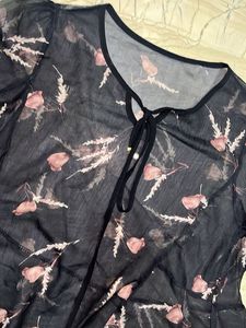 Sheer Floral Print Tunic Top