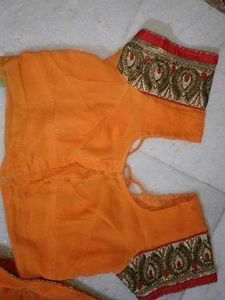 Orange Embroidered Saree 🧡