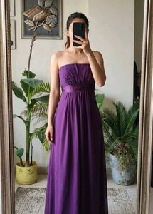 Elegant Purple Strapless Maxi Dress