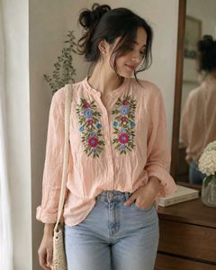 Embroidered Peach top