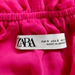Zara Sheer Ruffle Off-Shoulder Top