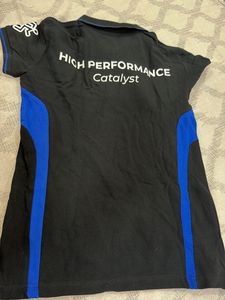Black Polo Shirt with Blue Accents